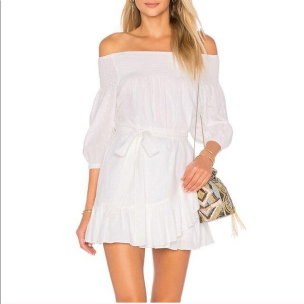 Tularosa Maida Ruffle Dress - White - Large - Excellent Cond